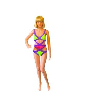 Agent provocateur Mazzy Purple And Neon Green Swimsuit AP4 Small